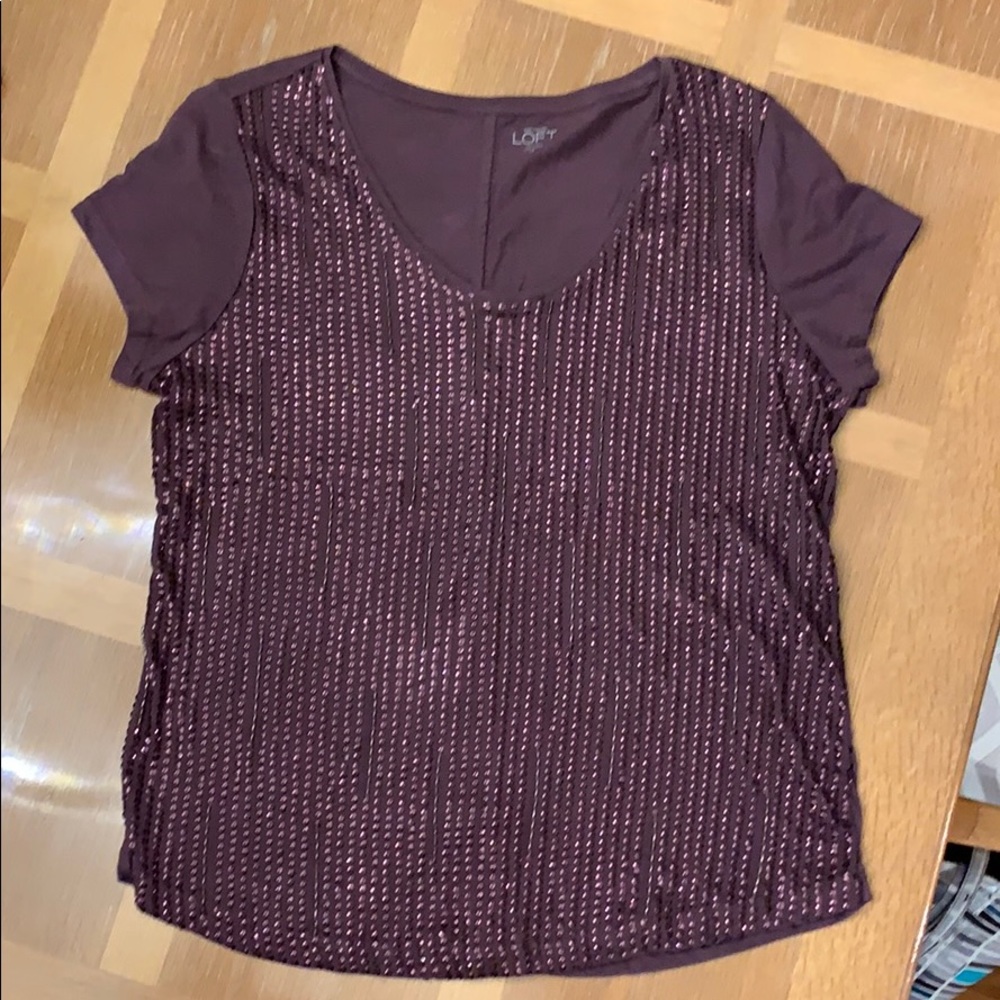 Ann Taylor Loft plum sequined top size PL